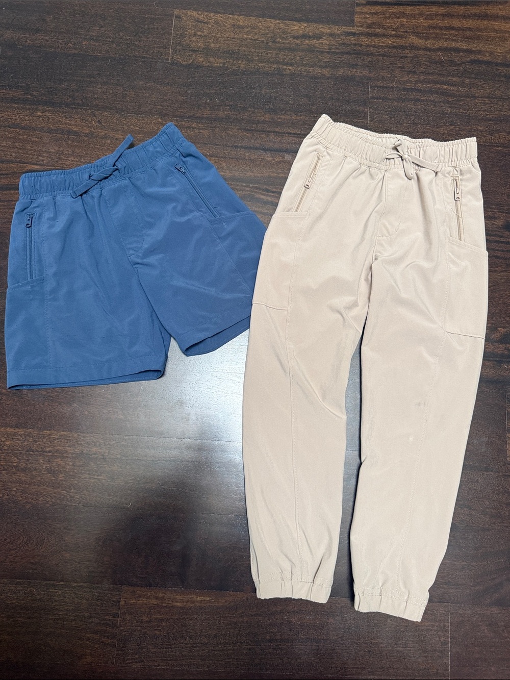 abercrombie kids Beige Jogger Pants with Blue Pull-On Shorts